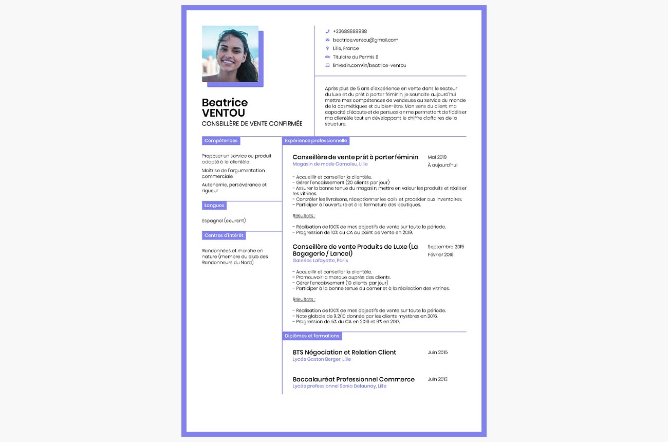 cv vendeuse
